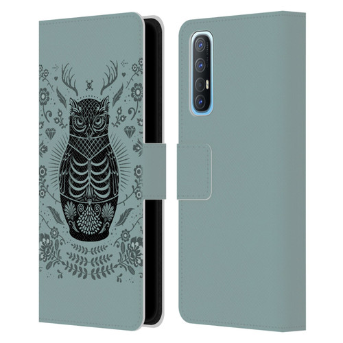 Rachel Caldwell Illustrations Owl Doll Leather Book Wallet Case Cover For OPPO Find X2 Neo 5G