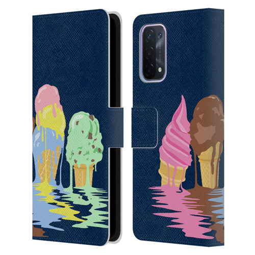 Rachel Caldwell Illustrations Ice Cream River Leather Book Wallet Case Cover For OPPO A54 5G