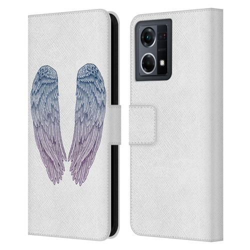 Rachel Caldwell Illustrations Angel Wings Leather Book Wallet Case Cover For OPPO Reno8 4G