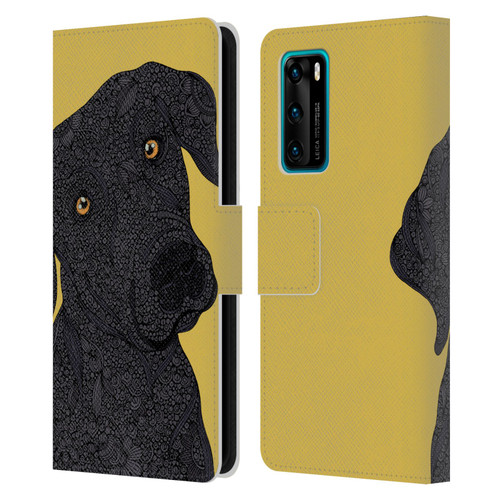 Valentina Dogs Black Labrador Leather Book Wallet Case Cover For Huawei P40 5G