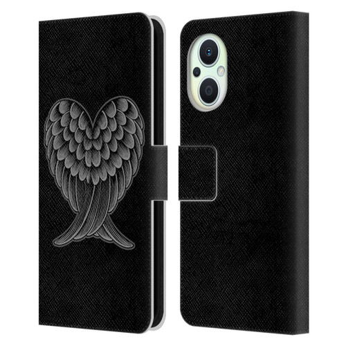 Rachel Caldwell Illustrations Heart Wings Leather Book Wallet Case Cover For OPPO Reno8 Lite