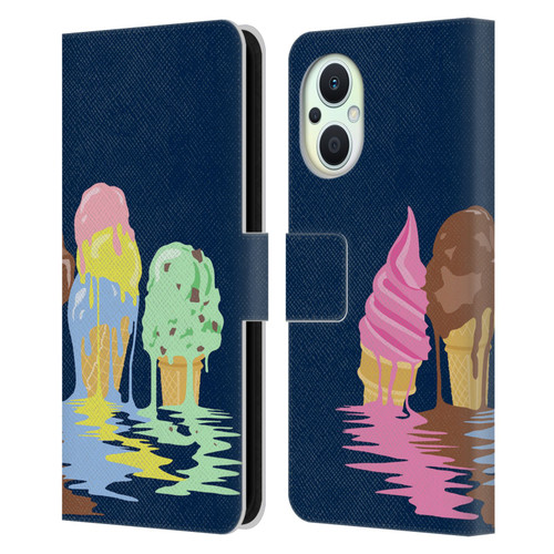 Rachel Caldwell Illustrations Ice Cream River Leather Book Wallet Case Cover For OPPO Reno8 Lite