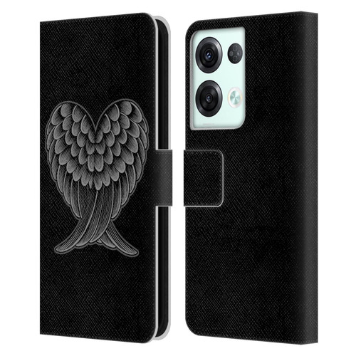 Rachel Caldwell Illustrations Heart Wings Leather Book Wallet Case Cover For OPPO Reno8 Pro