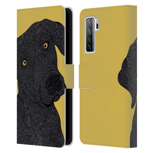 Valentina Dogs Black Labrador Leather Book Wallet Case Cover For Huawei Nova 7 SE/P40 Lite 5G