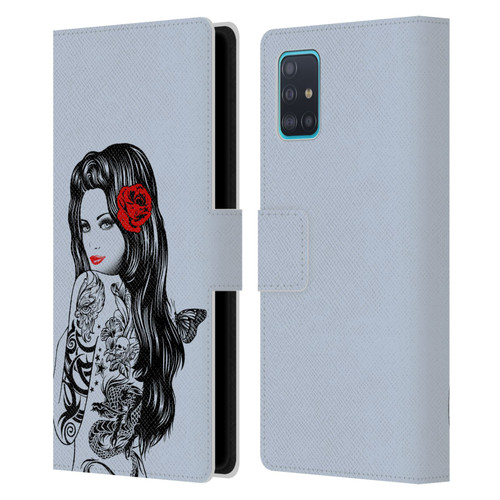 Rachel Caldwell Illustrations Tattoo Girl Leather Book Wallet Case Cover For Samsung Galaxy A51 (2019)