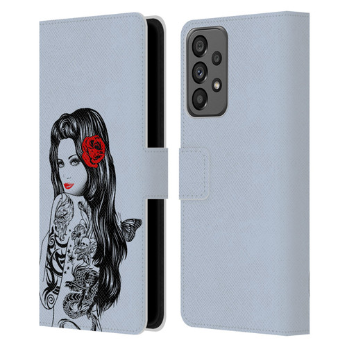 Rachel Caldwell Illustrations Tattoo Girl Leather Book Wallet Case Cover For Samsung Galaxy A73 5G (2022)