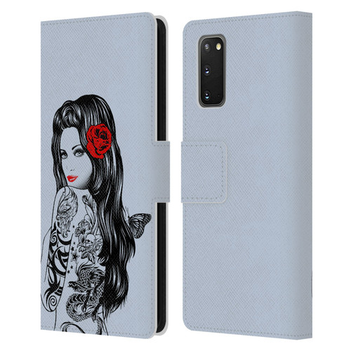 Rachel Caldwell Illustrations Tattoo Girl Leather Book Wallet Case Cover For Samsung Galaxy S20 / S20 5G