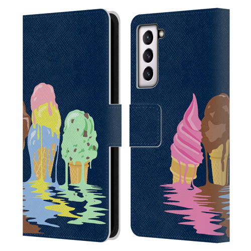 Rachel Caldwell Illustrations Ice Cream River Leather Book Wallet Case Cover For Samsung Galaxy S21 5G