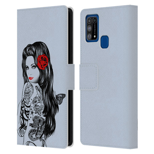 Rachel Caldwell Illustrations Tattoo Girl Leather Book Wallet Case Cover For Samsung Galaxy M31 (2020)