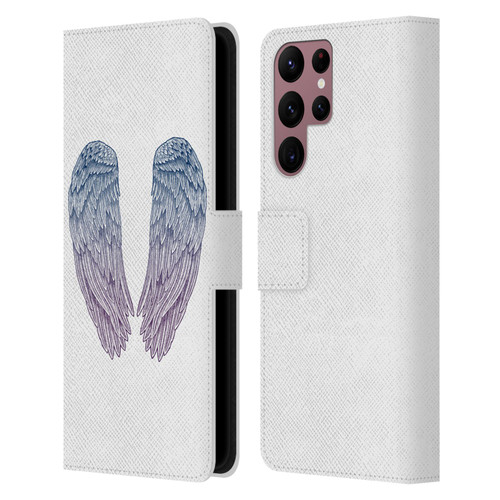 Rachel Caldwell Illustrations Angel Wings Leather Book Wallet Case Cover For Samsung Galaxy S22 Ultra 5G