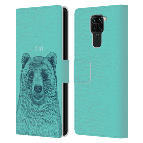 Rachel Caldwell Illustrations Bear Root Leather Book Wallet Case Cover For Xiaomi Redmi Note 9 / Redmi 10X 4G