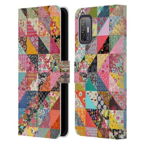 Rachel Caldwell Patterns Quilt Leather Book Wallet Case Cover For HTC Desire 21 Pro 5G