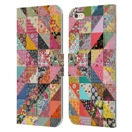 Rachel Caldwell Patterns Quilt Leather Book Wallet Case Cover For Apple iPhone 6 Plus / iPhone 6s Plus