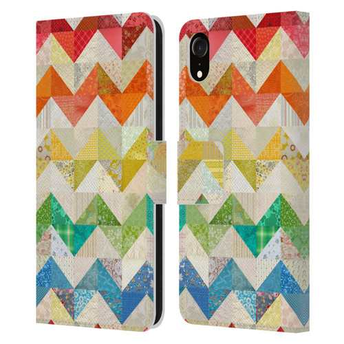 Rachel Caldwell Patterns Zigzag Quilt Leather Book Wallet Case Cover For Apple iPhone XR