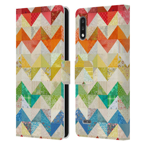 Rachel Caldwell Patterns Zigzag Quilt Leather Book Wallet Case Cover For LG K22