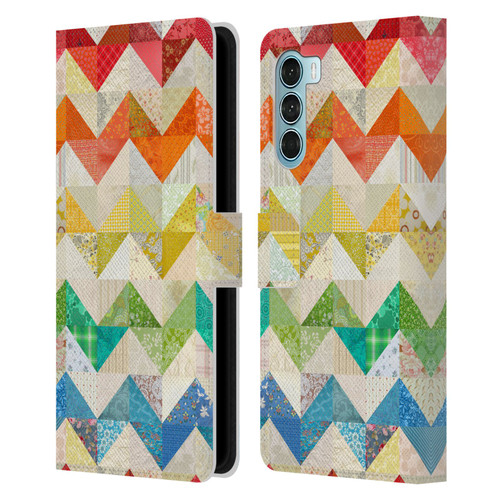 Rachel Caldwell Patterns Zigzag Quilt Leather Book Wallet Case Cover For Motorola Edge S30 / Moto G200 5G