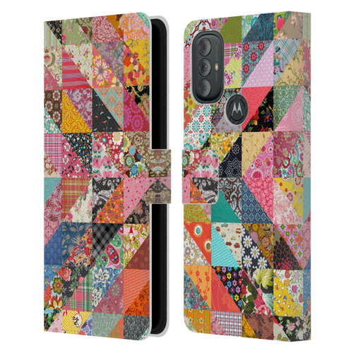 Rachel Caldwell Patterns Quilt Leather Book Wallet Case Cover For Motorola Moto G10 / Moto G20 / Moto G30