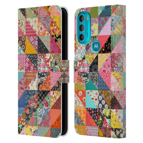 Rachel Caldwell Patterns Quilt Leather Book Wallet Case Cover For Motorola Moto G71 5G