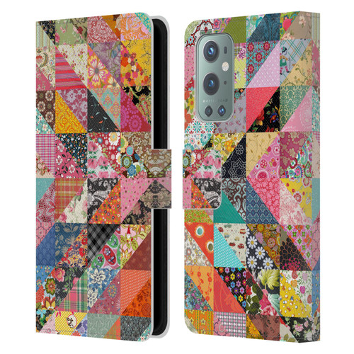 Rachel Caldwell Patterns Quilt Leather Book Wallet Case Cover For OnePlus 9