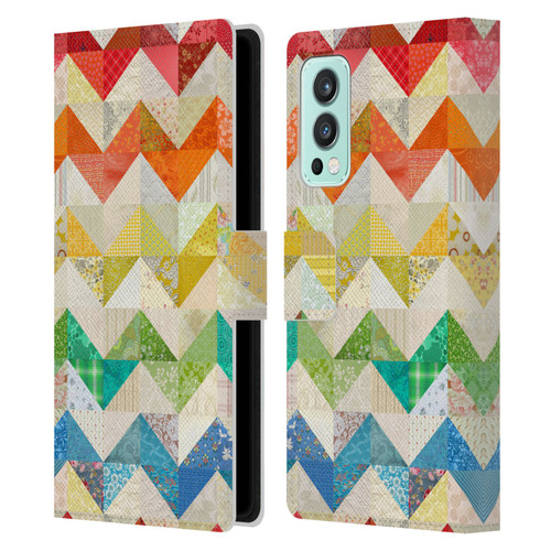 Rachel Caldwell Patterns Zigzag Quilt Leather Book Wallet Case Cover For OnePlus Nord 2 5G