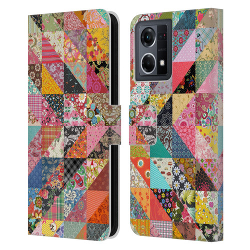 Rachel Caldwell Patterns Quilt Leather Book Wallet Case Cover For OPPO Reno8 4G