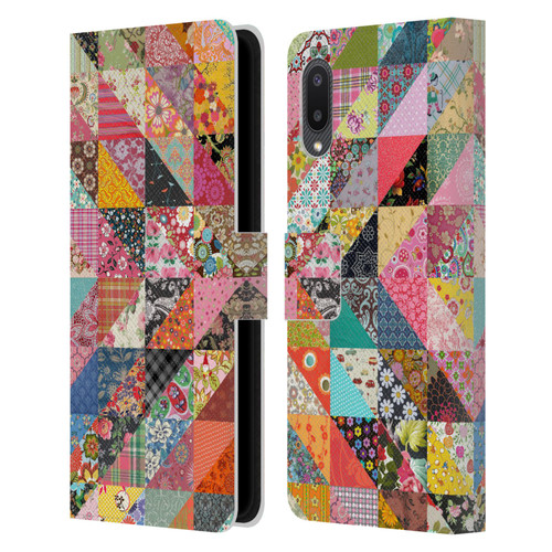 Rachel Caldwell Patterns Quilt Leather Book Wallet Case Cover For Samsung Galaxy A02/M02 (2021)