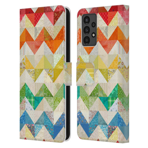 Rachel Caldwell Patterns Zigzag Quilt Leather Book Wallet Case Cover For Samsung Galaxy A13 (2022)