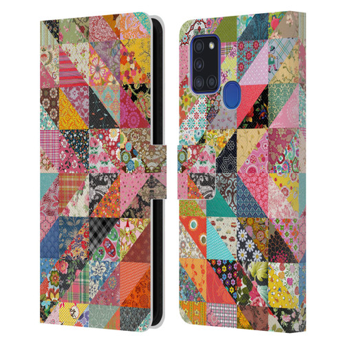 Rachel Caldwell Patterns Quilt Leather Book Wallet Case Cover For Samsung Galaxy A21s (2020)