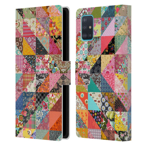 Rachel Caldwell Patterns Quilt Leather Book Wallet Case Cover For Samsung Galaxy A51 (2019)