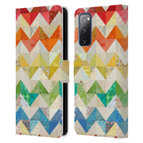 Rachel Caldwell Patterns Zigzag Quilt Leather Book Wallet Case Cover For Samsung Galaxy S20 FE / 5G