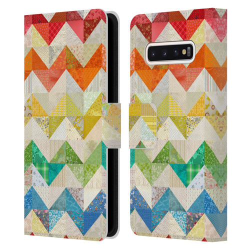 Rachel Caldwell Patterns Zigzag Quilt Leather Book Wallet Case Cover For Samsung Galaxy S10