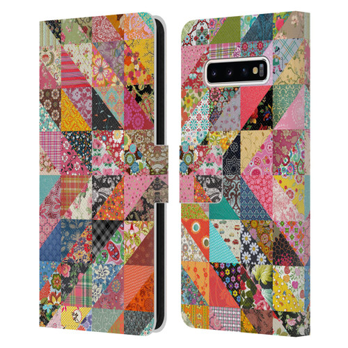 Rachel Caldwell Patterns Quilt Leather Book Wallet Case Cover For Samsung Galaxy S10+ / S10 Plus