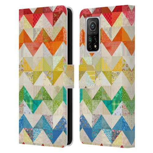 Rachel Caldwell Patterns Zigzag Quilt Leather Book Wallet Case Cover For Xiaomi Mi 10T 5G