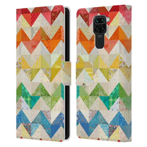 Rachel Caldwell Patterns Zigzag Quilt Leather Book Wallet Case Cover For Xiaomi Redmi Note 9 / Redmi 10X 4G