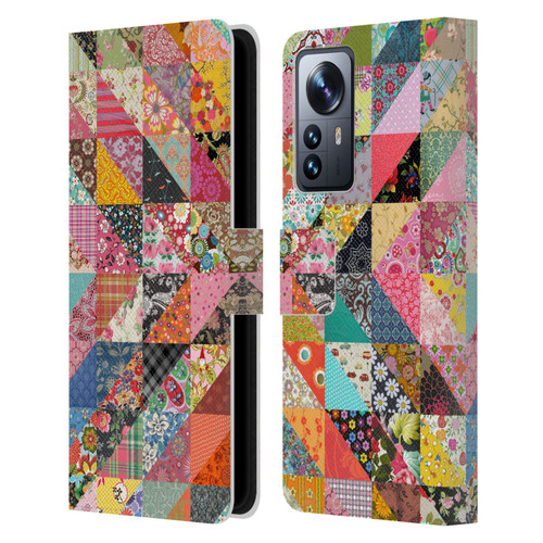 Rachel Caldwell Patterns Quilt Leather Book Wallet Case Cover For Xiaomi 12 Pro