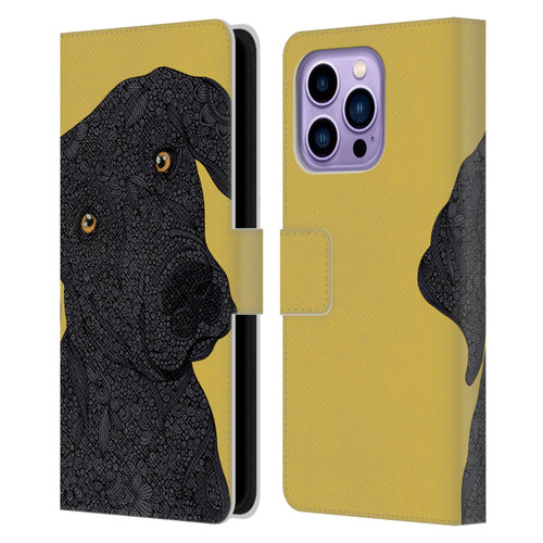 Valentina Dogs Black Labrador Leather Book Wallet Case Cover For Apple iPhone 14 Pro Max