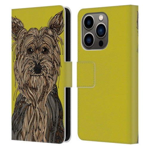 Valentina Dogs Yorkshire Terrier Leather Book Wallet Case Cover For Apple iPhone 14 Pro