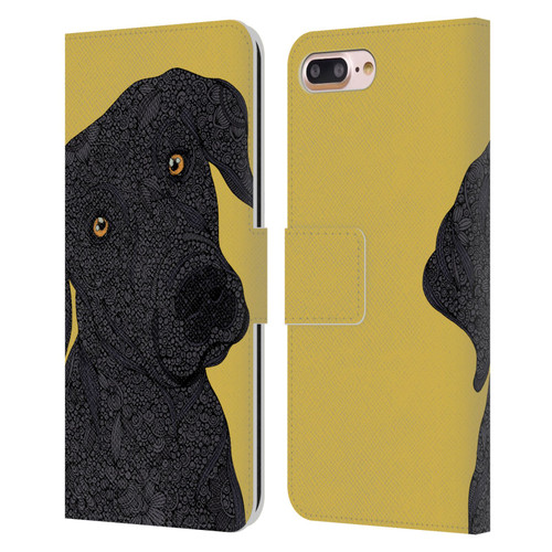 Valentina Dogs Black Labrador Leather Book Wallet Case Cover For Apple iPhone 7 Plus / iPhone 8 Plus