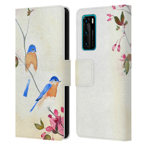 Mai Autumn Birds Blossoms Leather Book Wallet Case Cover For Huawei P40 5G