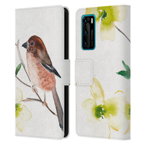 Mai Autumn Birds Dogwood Branch Leather Book Wallet Case Cover For Huawei P40 5G