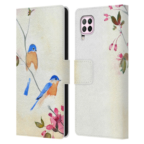 Mai Autumn Birds Blossoms Leather Book Wallet Case Cover For Huawei Nova 6 SE / P40 Lite