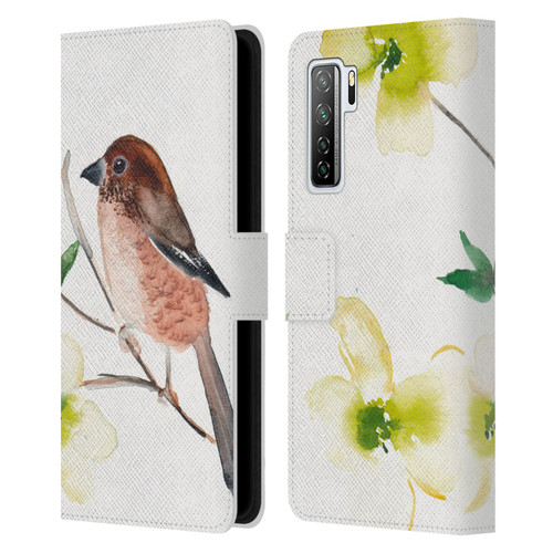 Mai Autumn Birds Dogwood Branch Leather Book Wallet Case Cover For Huawei Nova 7 SE/P40 Lite 5G