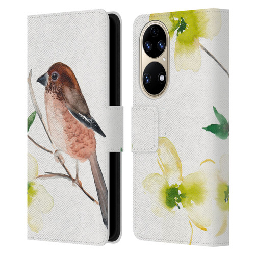 Mai Autumn Birds Dogwood Branch Leather Book Wallet Case Cover For Huawei P50