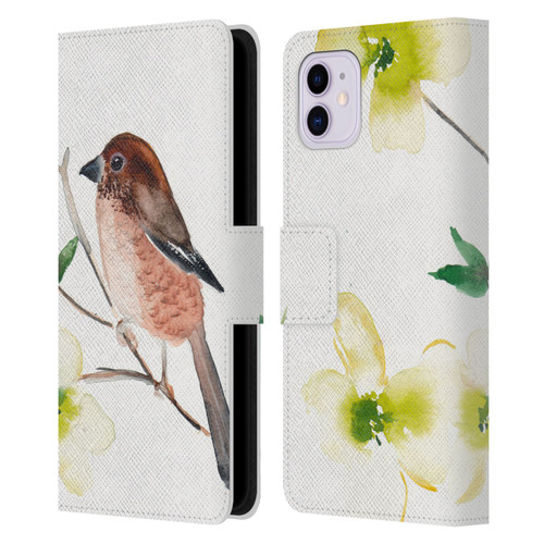 Mai Autumn Birds Dogwood Branch Leather Book Wallet Case Cover For Apple iPhone 11