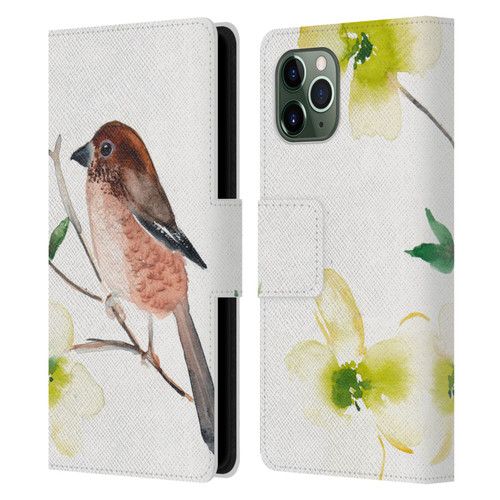 Mai Autumn Birds Dogwood Branch Leather Book Wallet Case Cover For Apple iPhone 11 Pro