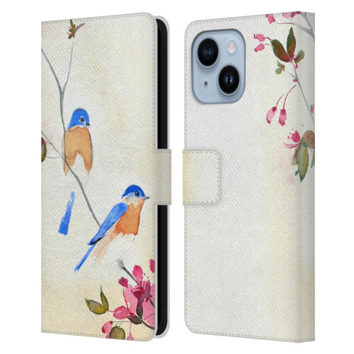 Mai Autumn Birds Blossoms Leather Book Wallet Case Cover For Apple iPhone 14 Plus