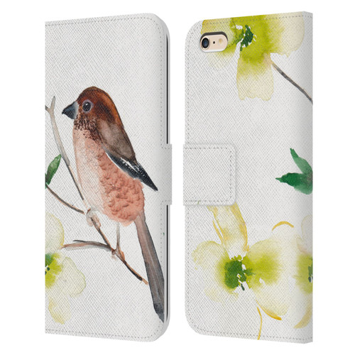 Mai Autumn Birds Dogwood Branch Leather Book Wallet Case Cover For Apple iPhone 6 Plus / iPhone 6s Plus