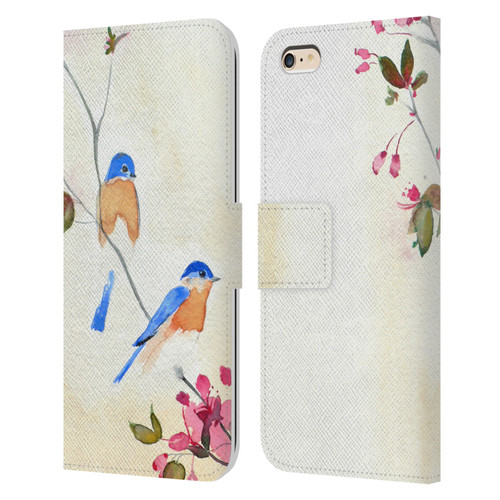 Mai Autumn Birds Blossoms Leather Book Wallet Case Cover For Apple iPhone 6 Plus / iPhone 6s Plus