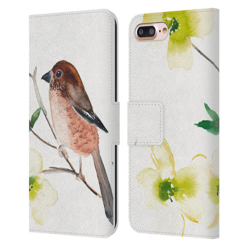 Mai Autumn Birds Dogwood Branch Leather Book Wallet Case Cover For Apple iPhone 7 Plus / iPhone 8 Plus