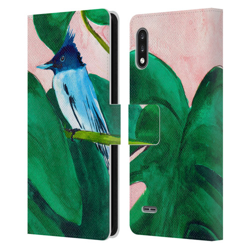Mai Autumn Birds Monstera Plant Leather Book Wallet Case Cover For LG K22